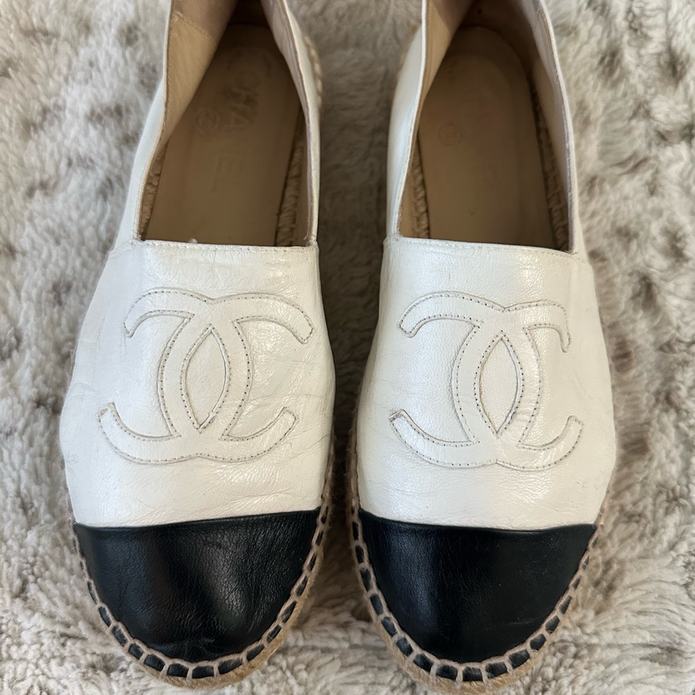 Chanel White and Black Espadrilles